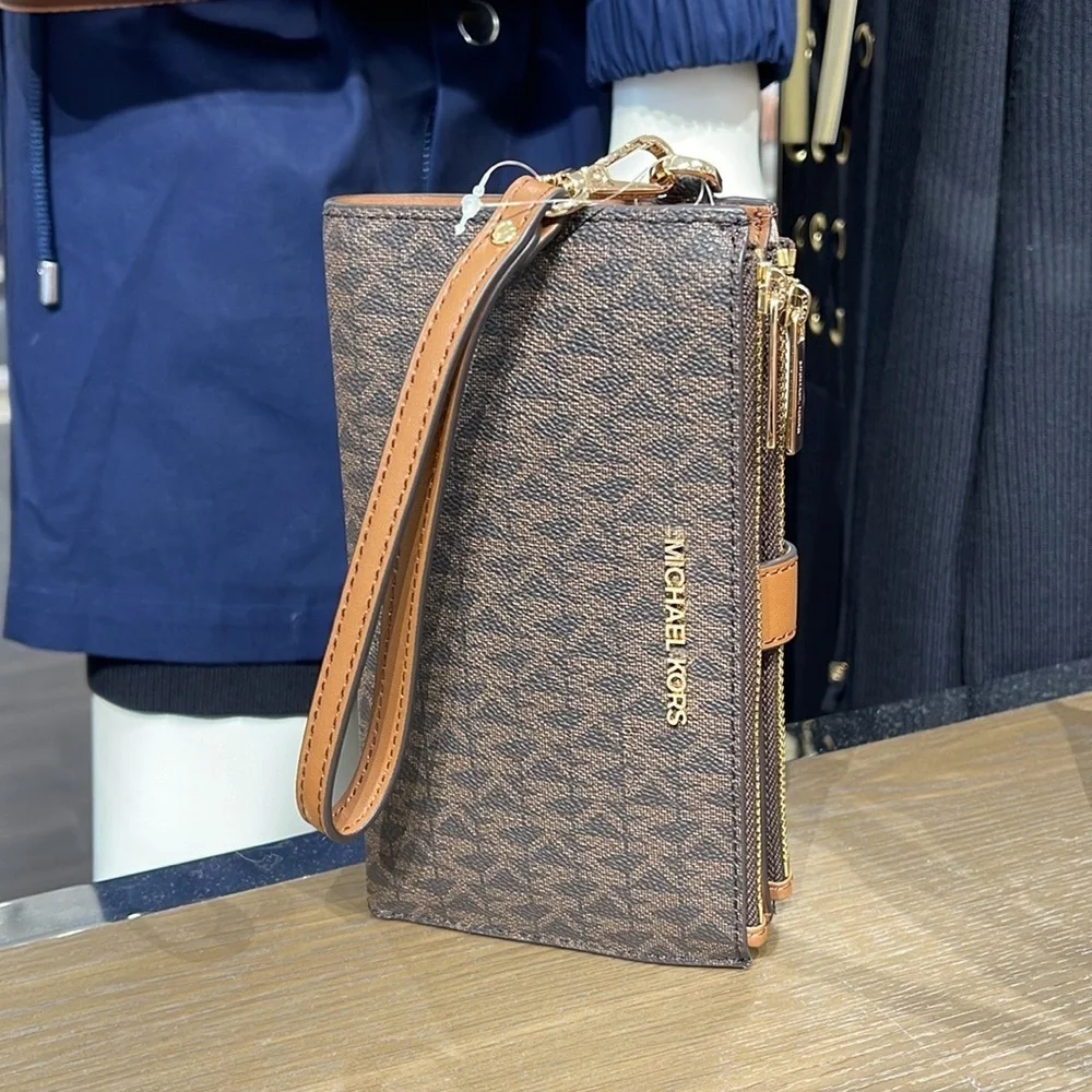 Michael Kors Jet Set Travel Large Double-Zip Wristlet-Wallet-Phone Holder NWT
